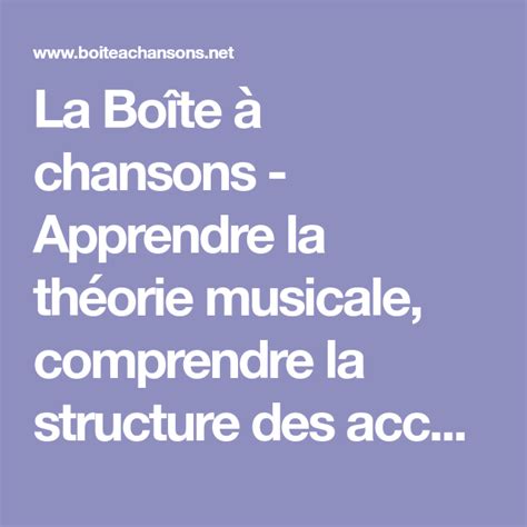 la boîte à chansons|boîte de chansons accords.